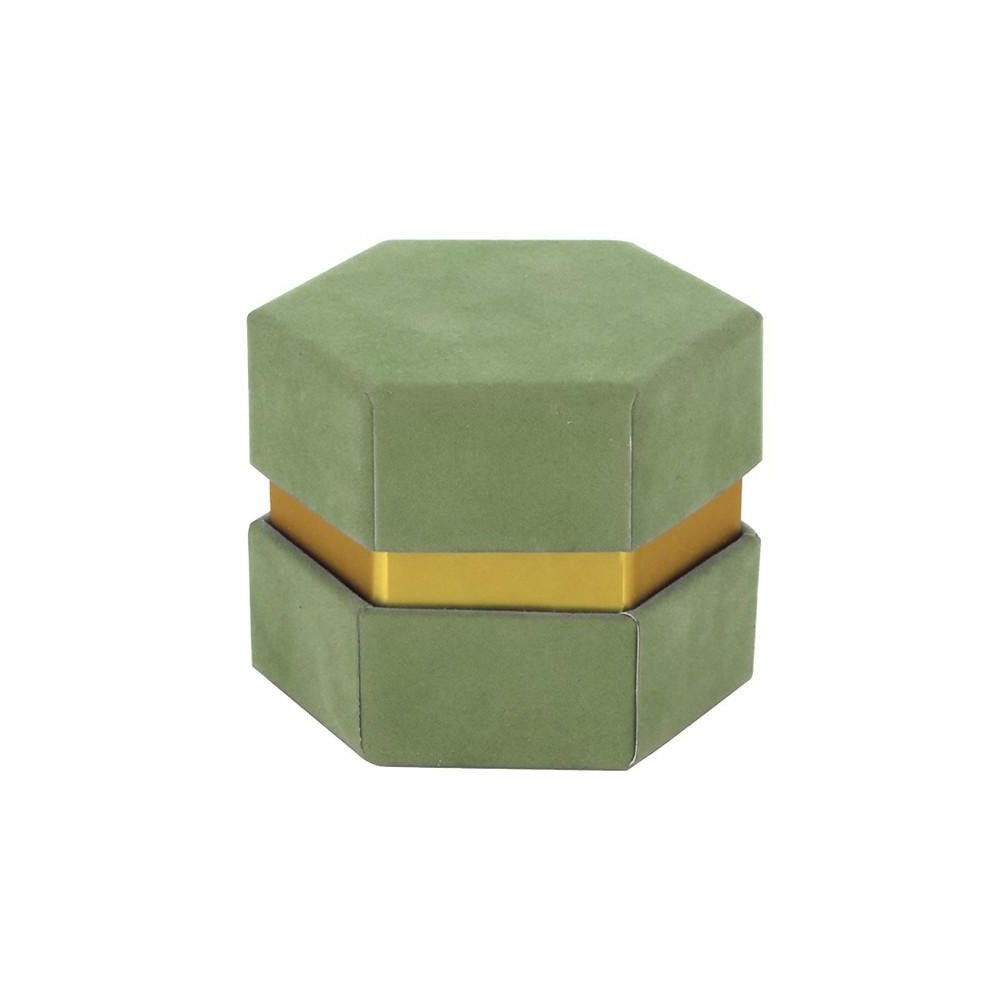 SCATOLA ESAGONALE 8.5XH6.5 VELLUTO VERDE CON DIVISORIO